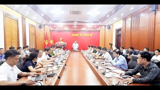 Hội nghị Ban Thường vụ Thành ủy Uông Bí, nghe tình hình xử lý ngập lụt trong tình huống cấp bách sau bão số 3 (YAGI)