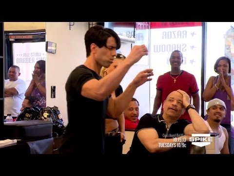 Criss - At a local barbershop with his pal Ice T, Criss swallows multiple razor blades, then a string separately, and fishes them out of his mouth...all strung toget...