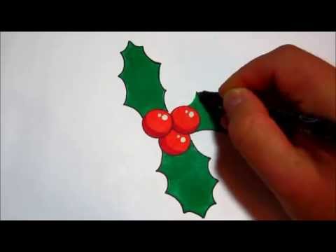 how to draw holly leaves