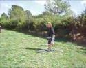 Harv the grass to lake skier