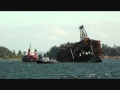 Log Barge Tilting in Time Lapse, From Ladysmith Vancouver Island British Columbia Canada