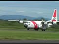Coast Guard C-130 Hercules takeoff, fly-by