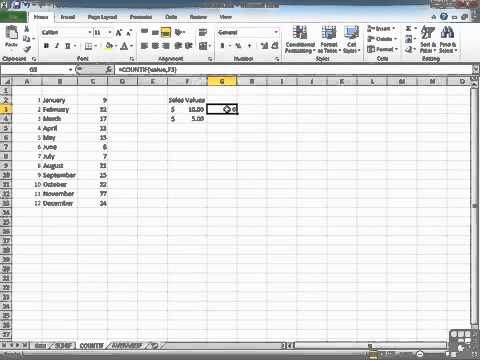 how to use the count function in excel