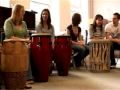 final year primary education students at trinity and all saints, leeds, take part in a drumming workshop provided by paul butler of drummers united, sheffield. it was part of the education in a multicultural society module.
