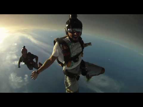 sky dive - Crown prince of Dubai Sheikh Hamdan Bin Mohammed Bin Rashid Al maktoum Fazza enjoying sky diving over the Palm island.
