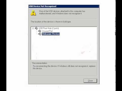 how to usb device not recognized xp