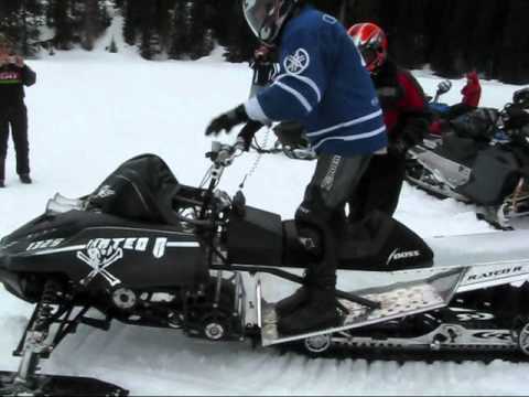 Rated R - this sled has a 1325 cc 4cyl kawasaki engine that runs on nitro methane it has 750 hp (it is definatly one of a kind) this video was filmed on the coquihala ...