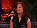 olivia wilde being interviewed on a late night talk show where she talks about 