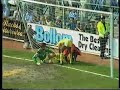 Brighton V Leeds Mervyn Day gets stuck in goal net Brighton V Leeds Mervyn Day gets stuck in goal net