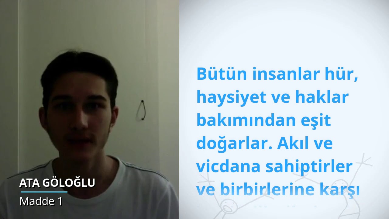 Ata Göloğlu, Turkey, reading article 1 of the Universal Declaration of Human Rights