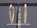 10K Solid Gold Heart Bamboo Earrings Jewelry 2 7/8 Inch