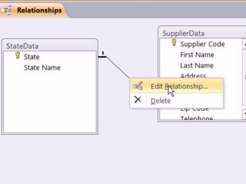 how to define relationships in access