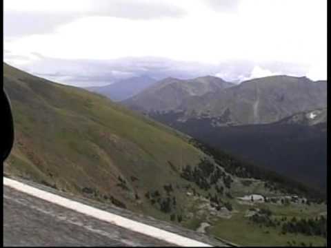 Scary drop-off from Trail Ridge Road in Rocky Mountain National Park near Estes Park Colorado