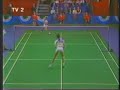 susi susanti won the gold medal in the woman's singles at the 1992 olympic games in barcelona, spain and the bronze medal at the 1996 olympic games in atlanta, united states. she retired from badminton in 1997 and married to alan budikusuma in 9 february 1997, who also won a gold medal at the 1992 summer olympics.

often considered the finest female badminton player indonesia produced, susanti dominated the women's singles event in the early to mid 1990s, winning the all-england in 1990, 1991, 1993 and 1994, the world badminton grand prix from 1990 to 1994, and the ibf world championships in 1993. she also led the indonesian team to win the uber cup in 1994 and 1996. she entered the international badminton federation (ibf, currently wbf) hall of fame in may 2004, and received the herbert scheele trophy in 2002. she won at the japan open three times and won the grand prix series in bali in 1990. she also won various badminton grand prix series and badminton world cups.

susi susanti will back to indonesian uber cup team but not for playing. she guides ina uber cup as preparation for next year (2008) in jakarta.

this is video when she played in final match against huang hua (chn)...