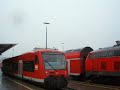 DB Zugbegegnung Bahnhof Biberach/Riss, VT650 m Lok218+Dosto