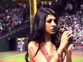 Paula DeAnda sings the National Anthem at the Houston Astros