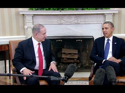 Netanyahu - President Obama and Israeli Prime Minister Netanyahu speak to the press before a bilateral meeting to discuss progress in Israeli-Palestinian negotiations, d...
