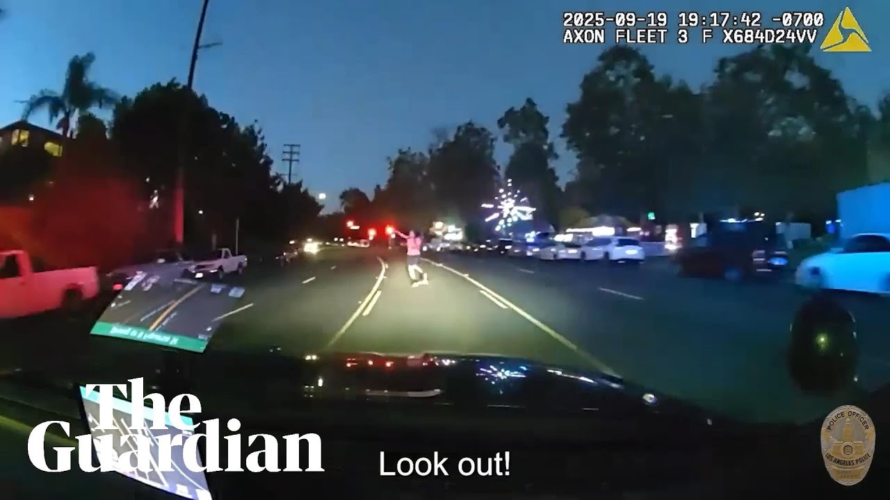 Dashcam footage shows moments before LAPD officers fatally strike skateboarder with car