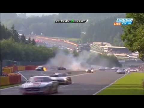 Spa 24 Hours 2014 Huge Multi-Car Crash at Eau Rouge + Interview