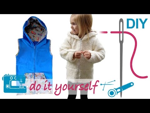 Jacke / Weste mit Reißverschluss (RV) und Kapuze 