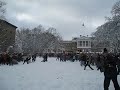 Giant snowball fight on Bascom Hill
