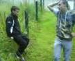 lex gettin pushed aff a fence