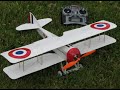 These are stills from a SPAD (Simple Plastic Aircraft Design) of a SPAD XIII (SOCIETE POUR L'AVIATION ET SES DERIVES) a French fighter plane from WW1. It is sort of scale (1:11) and the airframe cost about 6EUR/£5/8US$ or thereabouts. I tried to make it in the spirit of an almost true Spad (Simple Plastic Aircraft Design). I was inspired by Bernard G. from Oz who showed his Sopwith here: users.tpg.com.au I worked from drawings available on the world wide net - the propeller (GWS 0947) determined the size: 750mm span, 590mm long, 620g auweight, 2410 outrunner motor (bell-type), 2200mAh 11.1V LiPo... Rigging is 30lb fishing-line, struts are bamboo skewers, nose is from a plastic bottle sprayed red inside, internal structure is two sections of square guttering pipe and some bits of yardstick.