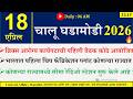 18 Apr 2026 | Daily Current Affairs 2026 | Current Affairs Today |Chalu Ghadamodi 2026 |Suhas Bhise