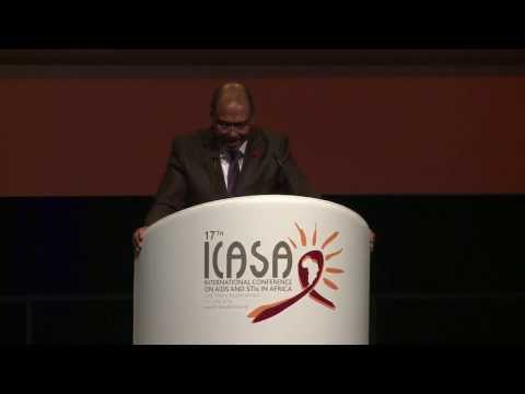 Singer and activist Annie Lennox and UNAIDS Executive Director Michel Sidibé at ICASA 2013