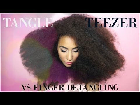 Detangling natural thick hair - tangle teezer vs finger detangling - unbelievable results