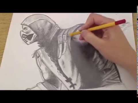 how to draw mk scorpion
