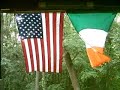 Irish and American Flags as band tunes up