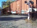 brand new csx es44ac 946 along with c40-8w 7316 (still in conrail blue), sd40-2 8856 and ltex sw1200 3501 (larry's truck and electric, ex bnsf) lead a westbound freight train across south creek road and over ganargua creek near palmyra, ny on 10-11-08. south creek road crossing is located at mp q346.25 on the csx chicago main line.