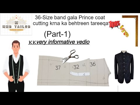36-size band gala prince coat Ki back side cutting Krna ka tareeqa || how to cut prince coat(part-1)