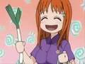 Anime Girl swinging a leek while singing
