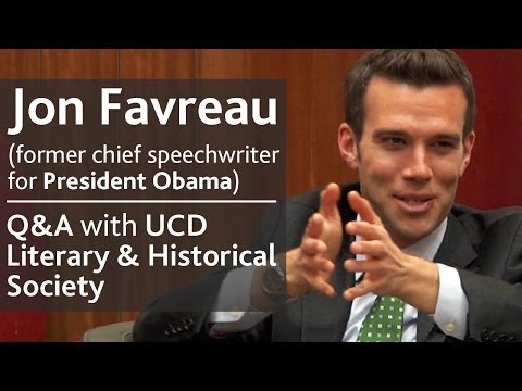 Jon Favreau - former chief speechwriter for President Obama | Q&A with UCD L&H Society