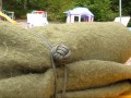 Paracordists field expedient wool blanket hoodie using monkey's fist and diamond knot loops