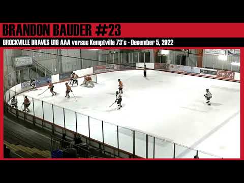 Brandon Bauder #23 - U18AAA Game - Dec 4, 2022 v Kemptville 73s (Shifts)