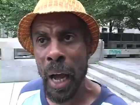 Bum - filming skating downtown, bum comes along asking for directions, reveals master plan about world domination.
