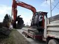 Loading a ZX 75 Hitachi Excavator on to a Trailer