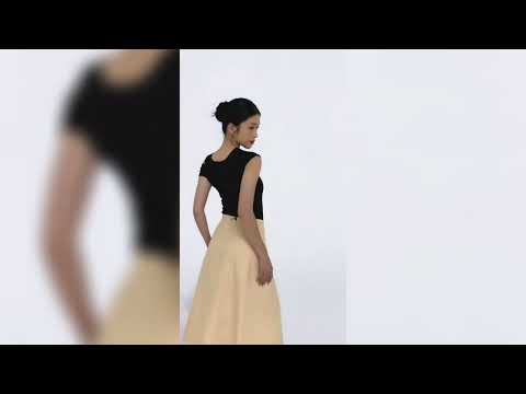 Áo ôm thun sọc vai lệch kiểu