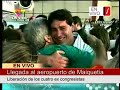 Llegada de los cuatro liberados al aeropuerto de Maiquetia