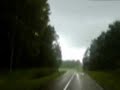 Small tornado hiting a car north of Stockholm