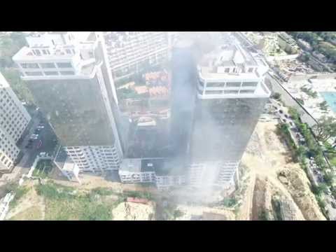 З'явилося ще одне відео пожежі одеської багатоповерхівки, яку відзняли дрони