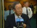 Ban Ki-moon back at UN Headquarters speaks to the Media