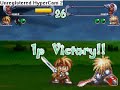 Battle 3 of 7 - Cless against StahnPretty much just like the Chester battle - it just lasts a bit longer with Stahn.Notes:-The sound is a bit delayed-Gameplay seems slow at times, especially during Hi-Ougis-Edited Dhaos' battles with music (2nd Dhaos battle - music sounds chopped up when it repeats)It's my first time using HyperCam 2, and when I was recording, it was a teeny bit laggy at times (at least it wasn't like recording Pokemon Puzzle Challenge). I'm not cheating or slowing anything down to play better.[You can download this game at tales-central.com - http://www.tales-central.com/fanmadegames.html]