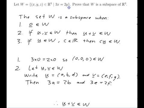 how to prove something is a subspace