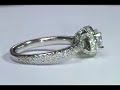 Pave set round diamond Crown engagement ring setting in 14K White Gold (0.60 tcw.)  ES385