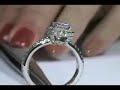 Pave set round diamond Crown engagement ring setting in 14K White Gold (0.60 tcw.)  ES385