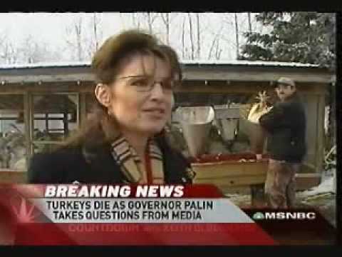 palin pardons a turkey while others are killed behind her
